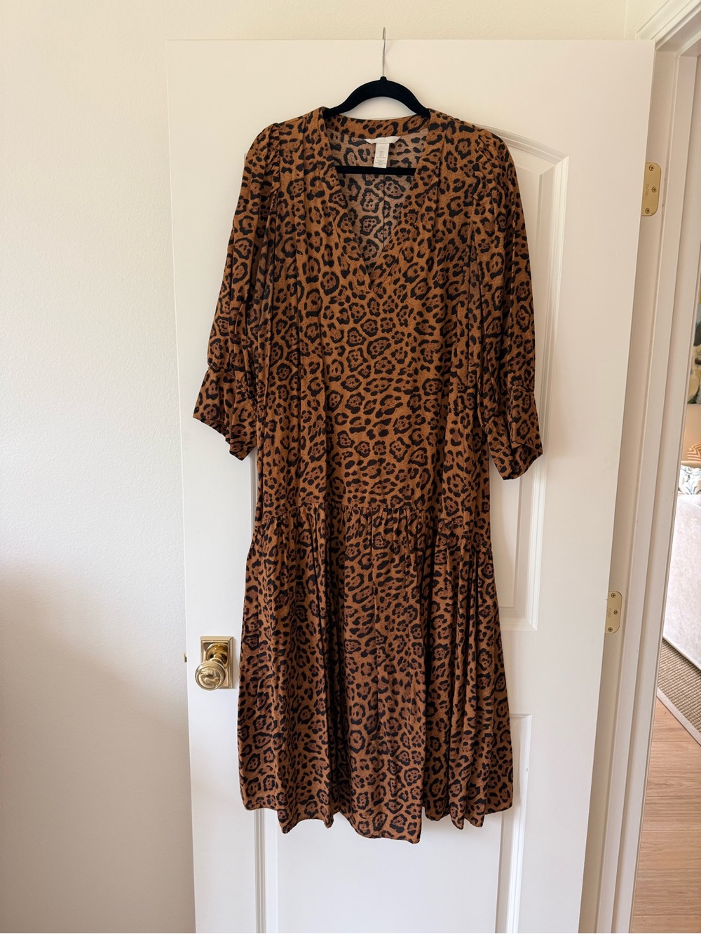 H&M Brown Leopard Print Midi Dress